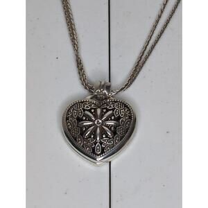 30" to 32" Brighton Floral Magnetic Closure Heart Locket Necklace